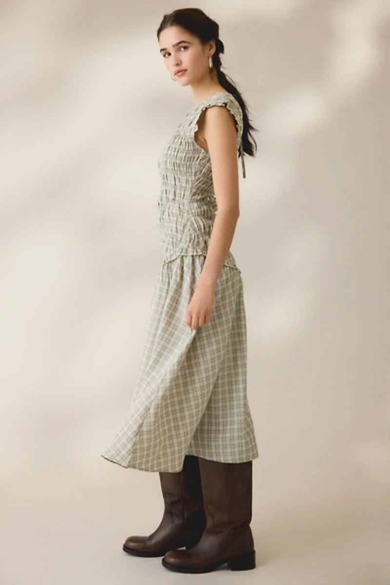 Daisy Street Vivi Asymmetric Ruched Midi Dress