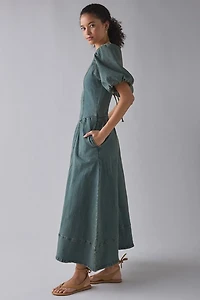 Daisy Street Open Tie-Back Seamed Denim Maxi Dress