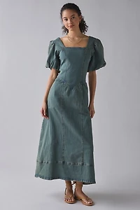 Daisy Street Open Tie-Back Seamed Denim Maxi Dress