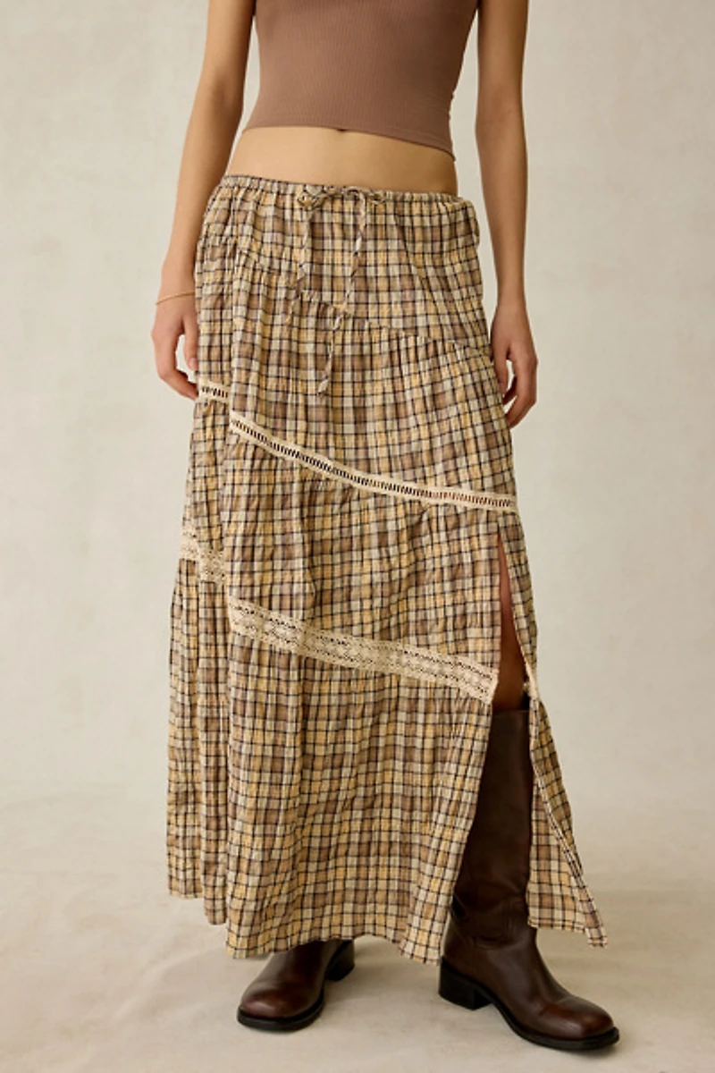 Daisy Street Clove Asymmetric Tiered Maxi Skirt