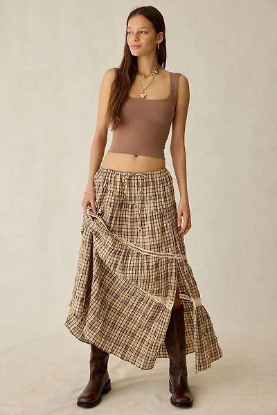 Daisy Street Clove Asymmetric Tiered Maxi Skirt