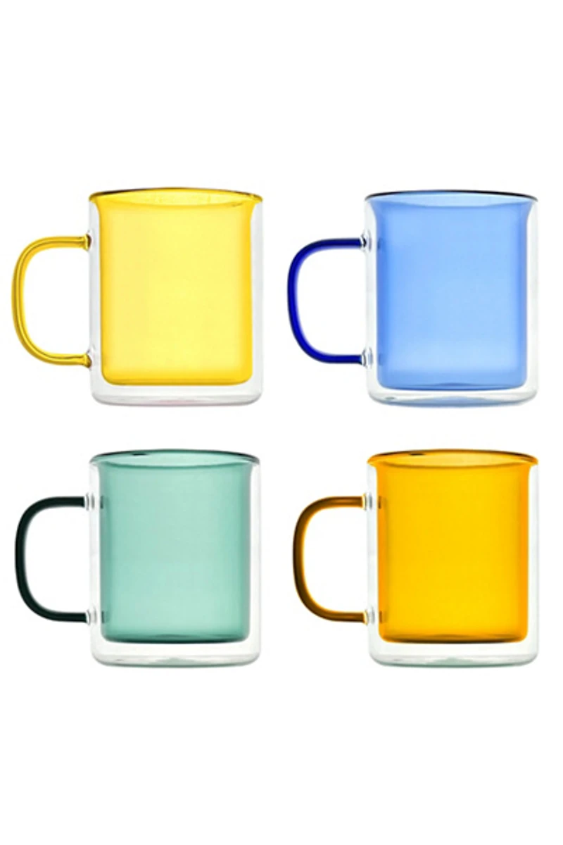 Cloudnola Double-Wall Glass Mug - Set Of 4