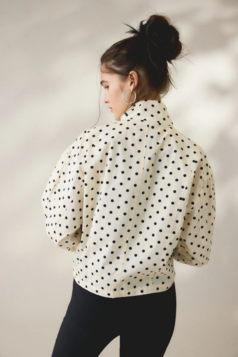 UO Allison Polka Dot Cotton Shirt Jacket