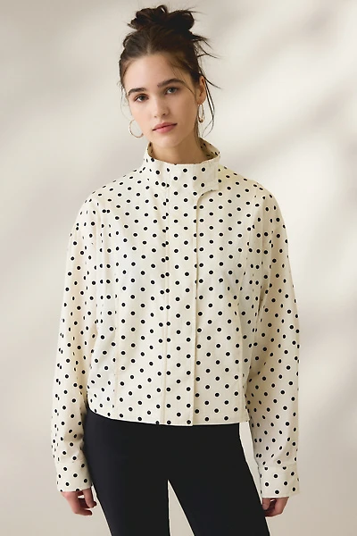 UO Allison Polka Dot Cotton Shirt Jacket