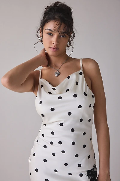 En Saison Abigail Polka Dot Lace Trim Slip Maxi Dress