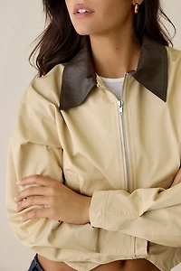 En Saison Cecillia Double Zip Contrast Collar Bomber Jacket