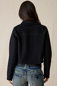 En Saison Brixton Embroidered Crop Denim Jacket