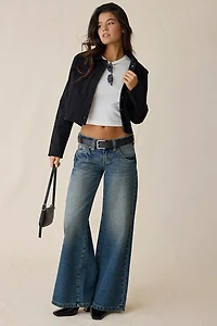 En Saison Brixton Embroidered Crop Denim Jacket