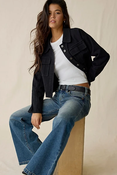 En Saison Brixton Embroidered Crop Denim Jacket