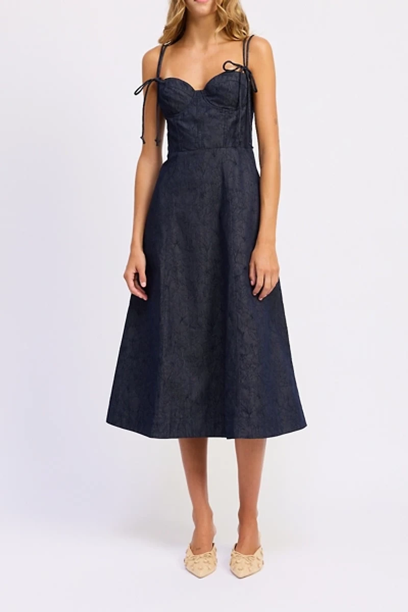 En Saison Darby Jacquard Corset Midi Dress