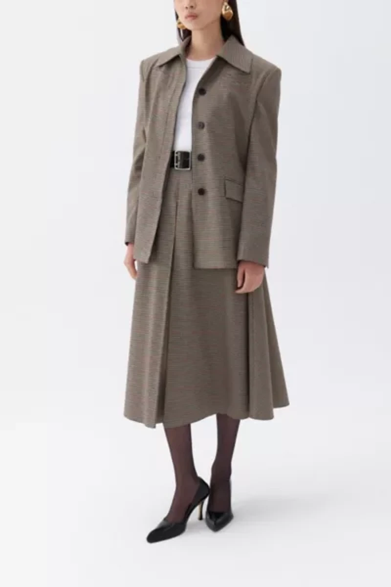 Nocturne Plaid Padded Shoulder Jacket