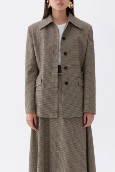 Nocturne Plaid Padded Shoulder Jacket