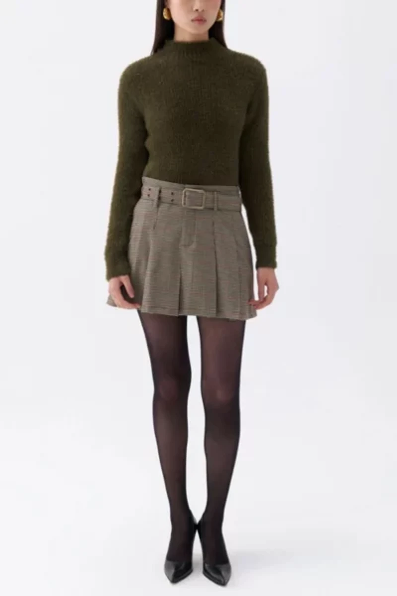 Nocturne Belted Pleated Mini Skirt
