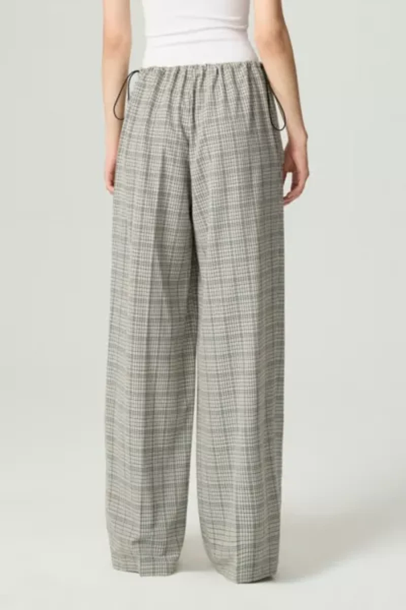 Nocturne Plaid Wide-Leg Drawstring Pants