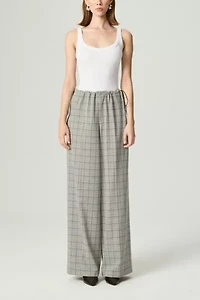 Nocturne Plaid Wide-Leg Drawstring Pants