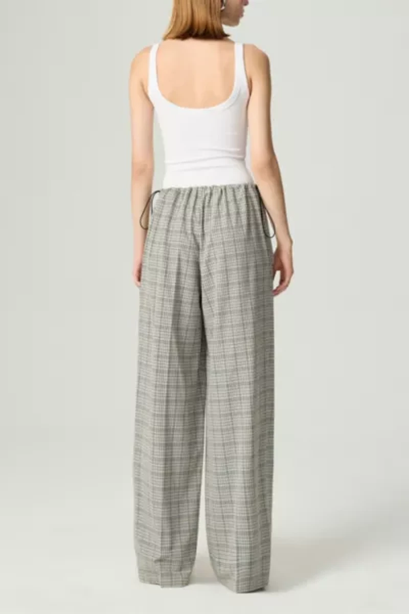 Nocturne Plaid Wide-Leg Drawstring Pants