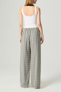 Nocturne Plaid Wide-Leg Drawstring Pants
