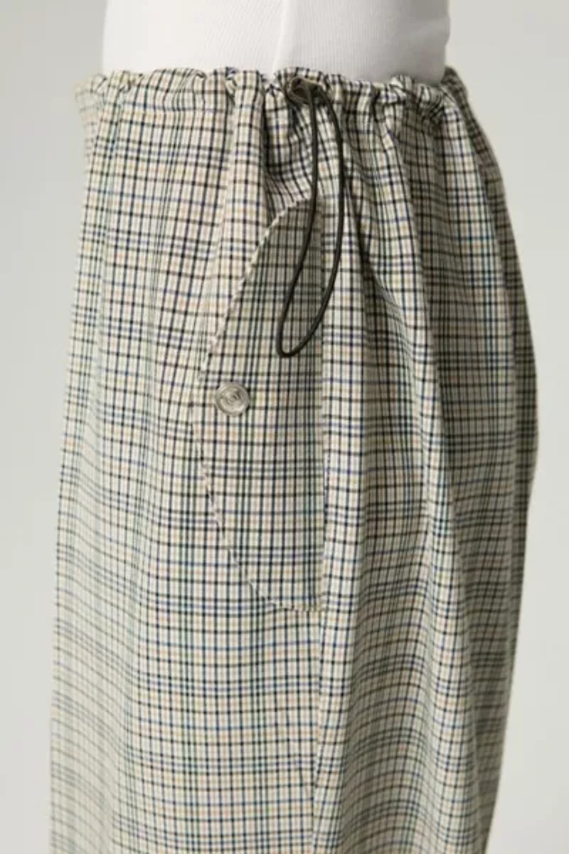Nocturne Plaid Wide-Leg Drawstring Pants