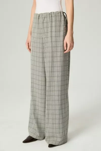 Nocturne Plaid Wide-Leg Drawstring Pants