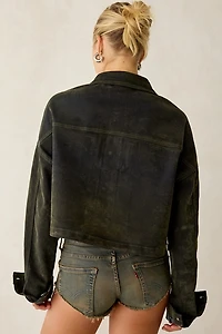 Azalea Wang Sampson Flocked Denim Jacket
