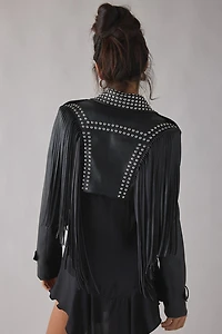 Azalea Wang Oakly Western Fringe Faux Leather Jacket