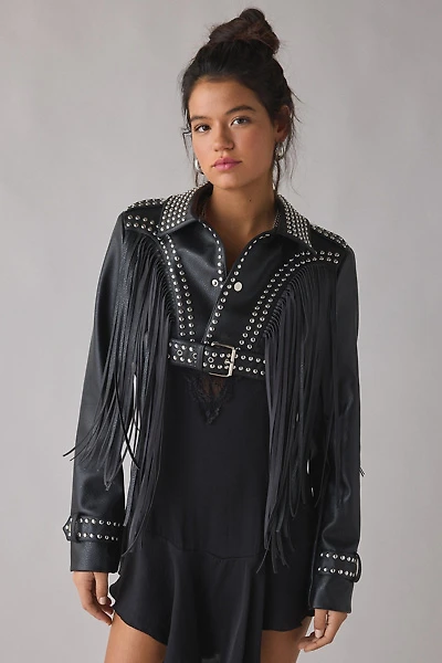 Azalea Wang Oakly Western Fringe Faux Leather Jacket