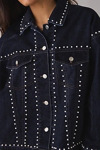 Azalea Wang Micah Studded Oversized Denim Jacket