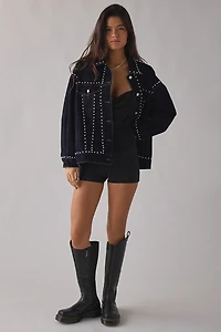 Azalea Wang Micah Studded Oversized Denim Jacket