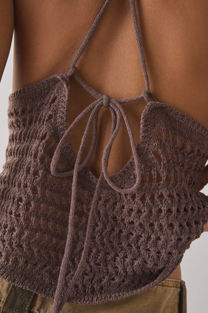 UO Cleo Pointelle Knit Strappy Tank Sweater