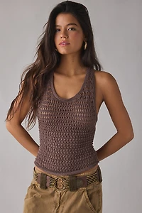 UO Cleo Pointelle Knit Strappy Tank Sweater