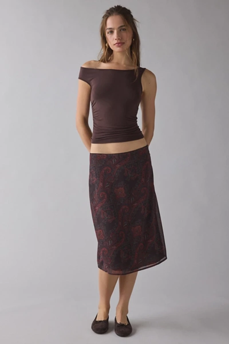 Motel Suriela Low-Rise Slip Midi Skirt