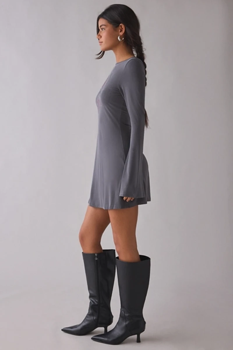 Motel Selvia Diamante Floral Long Sleeve Mini Dress