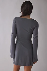 Motel Selvia Diamante Floral Long Sleeve Mini Dress