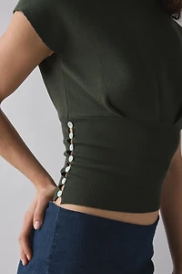 Motel Elin Corset Waist Short Sleeve Boatneck Top