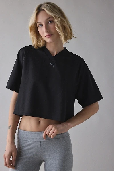 Puma League V-Neck Cropped Jersey Tee