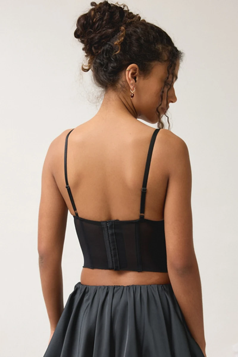 Out From Under Soft Spot Floral Embroidered Mesh Corset