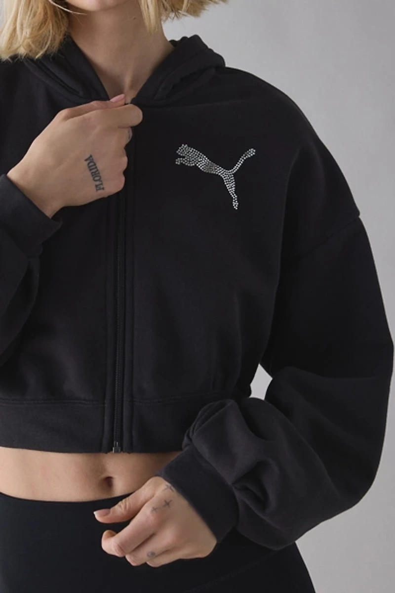 Puma Essentials Bedazzled Graphic Full-Zip Hoodie Sweatshirt