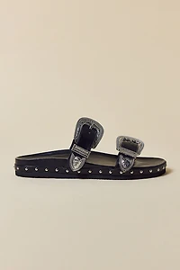 Azalea Wang Tegan Western Buckle Slide Sandal