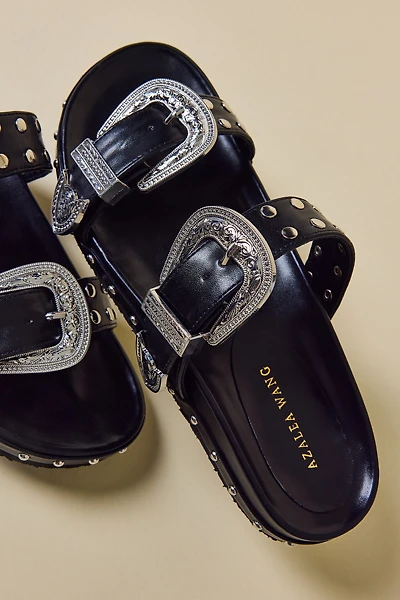 Azalea Wang Tegan Western Buckle Slide Sandal