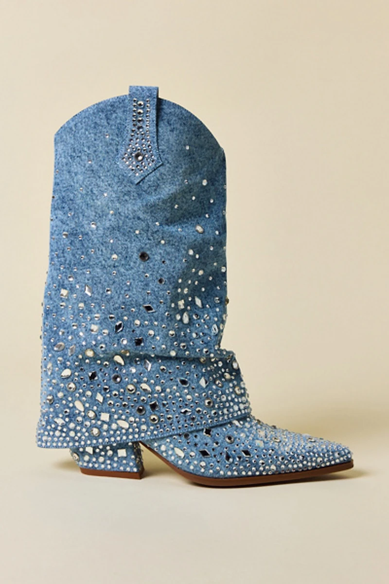 Azalea Wang Christos Denim Western Boot