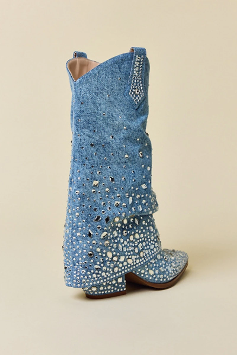 Azalea Wang Christos Denim Western Boot
