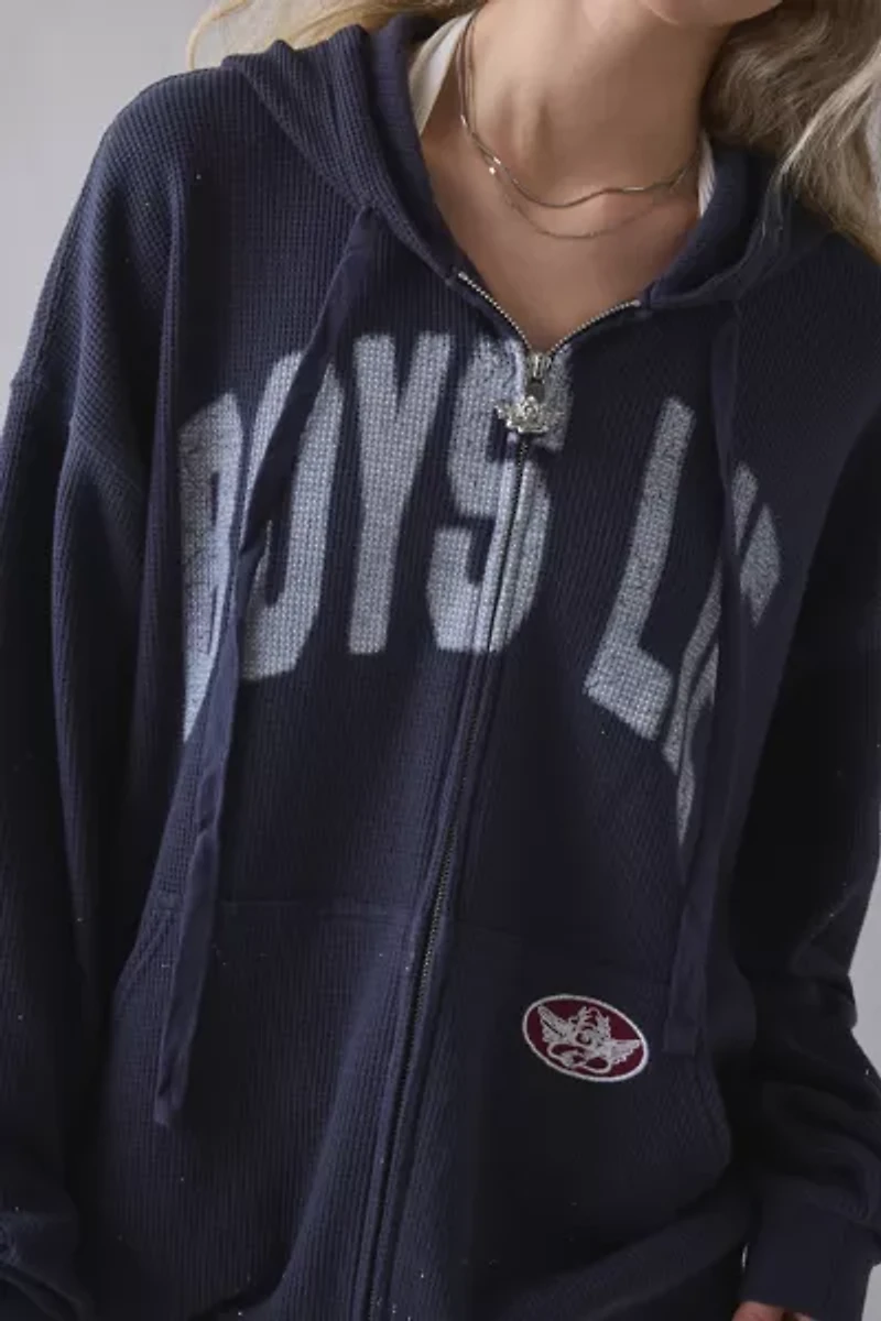 Boys Lie Harley Majoring Moving On Graphic Zip-Up Hoodie Sweatshirt