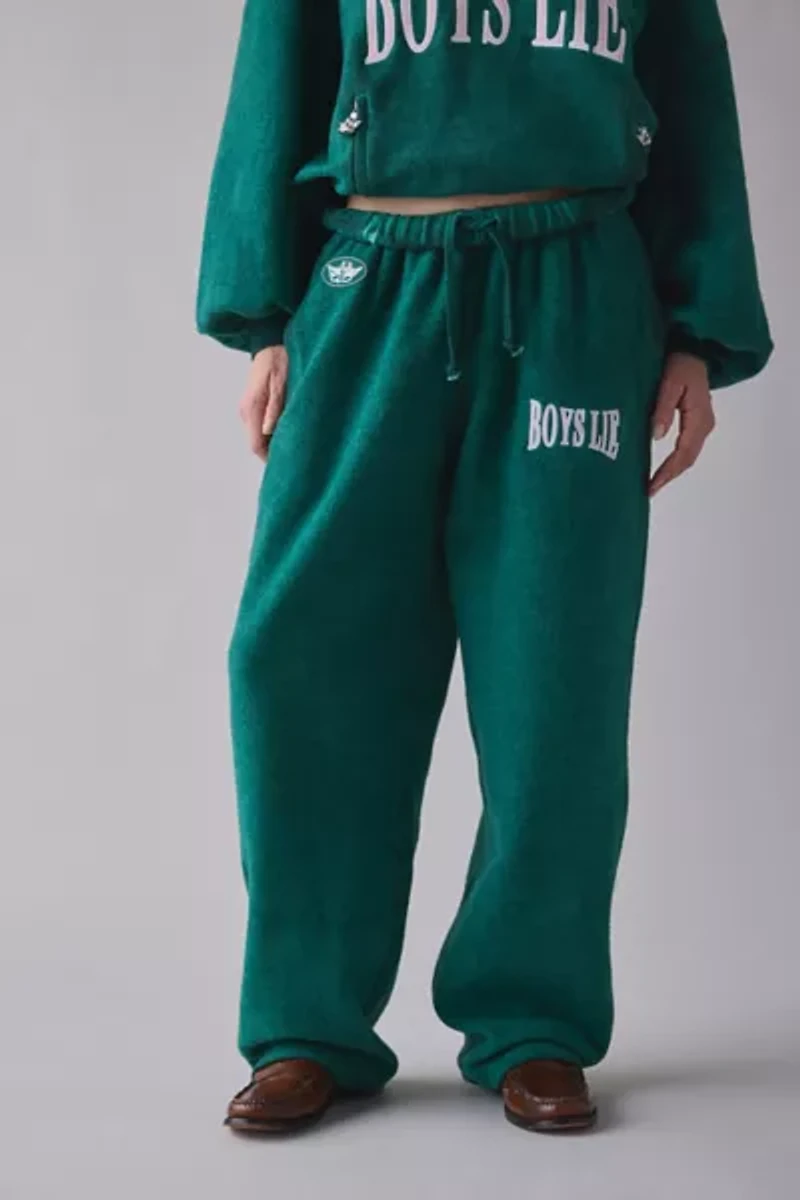Boys Lie Alex Green Envy Fleece Wide Leg Sweatpant