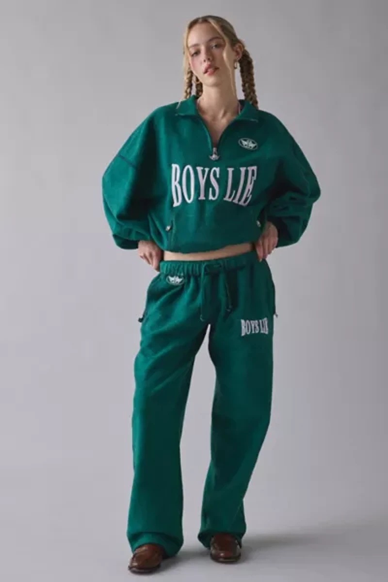 Boys Lie Alex Green Envy Fleece Wide Leg Sweatpant