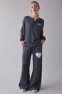 Boys Lie Read Receipts Graphic Charcoal Waffle Knit Pullover