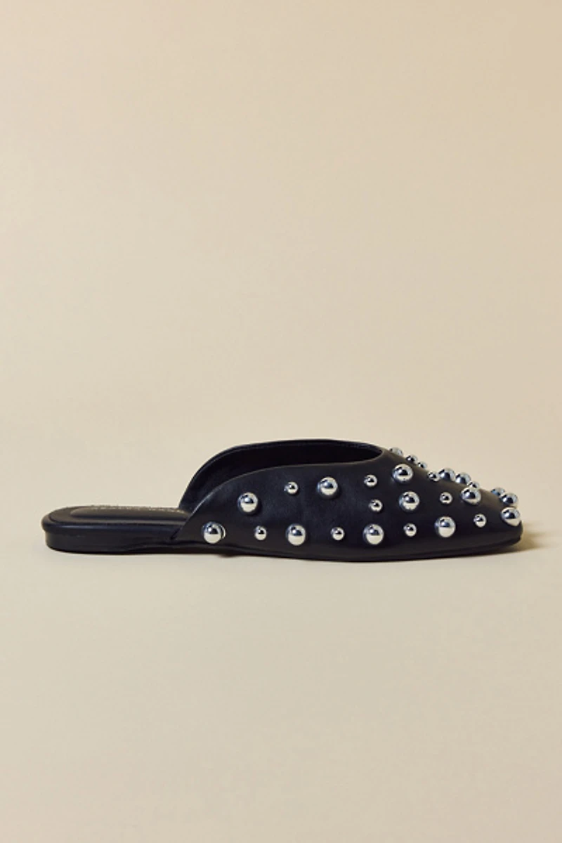 Azalea Wang Joanne Studded Faux Leather Mules