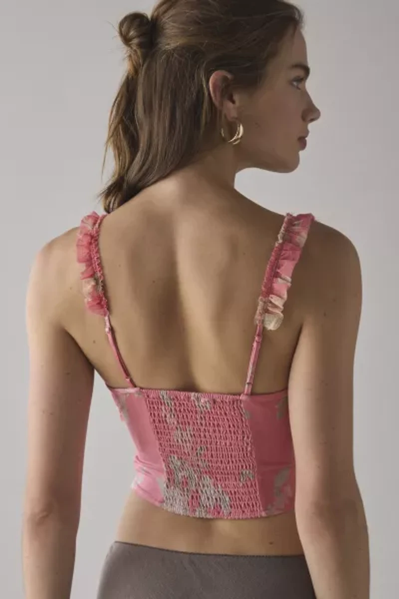 Claudia Ruffle-Trim Cropped Corset Top
