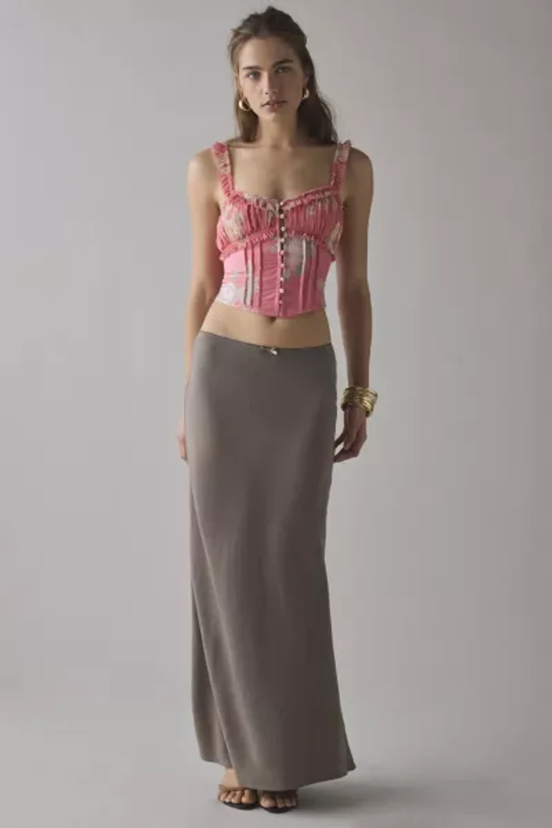 Claudia Ruffle-Trim Cropped Corset Top