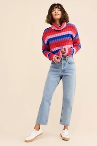 Glamorous Striped Crop Turtleneck