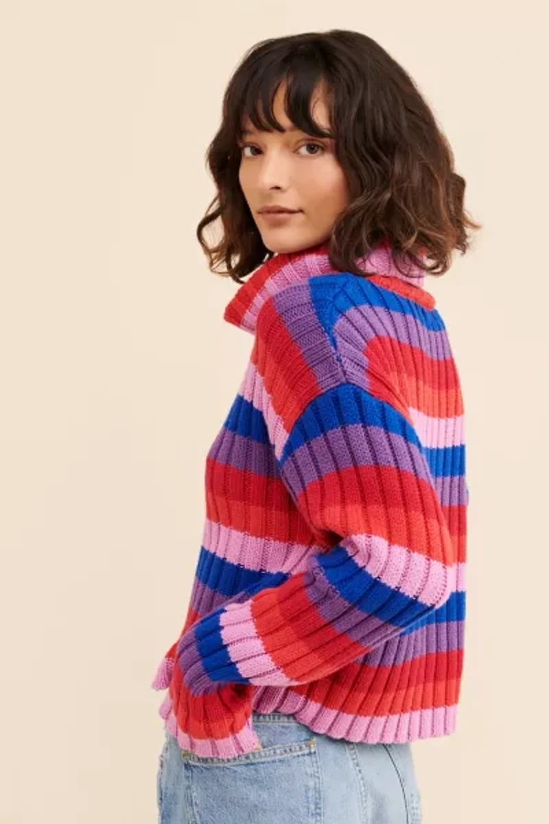 Glamorous Striped Crop Turtleneck